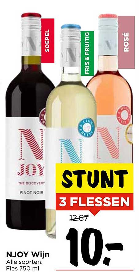 NJOY Wijn - 3 flessen voor 10,-