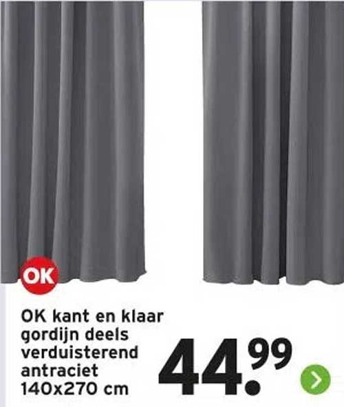 OK kant en klaar gordijn deels verduisterend antraciet 140x270 cm