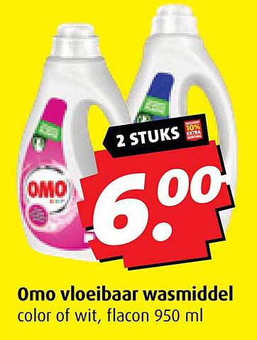 Omo vloeibaar wasmiddel color of wit, flacon 950 ml