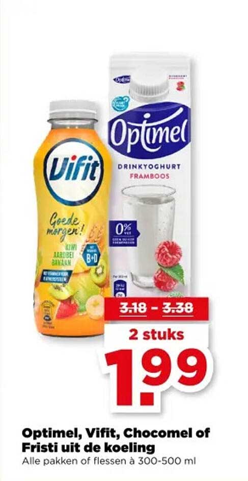 Optimel, Vifit, Chocomel of Fristi uit de koeling