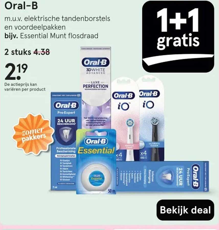 Oral-B m.u.v. elektrische tandenborstels en voordeelpakken bijv. Essential Munt flosdraad