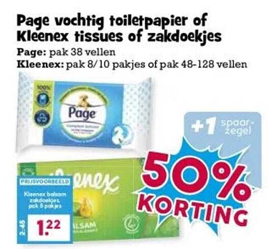 Page vochtig toiletpapier of Kleenex tissues of zakdoekjes
