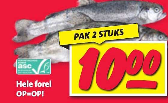 Pak 2 stuks hele forel voor 10,00
