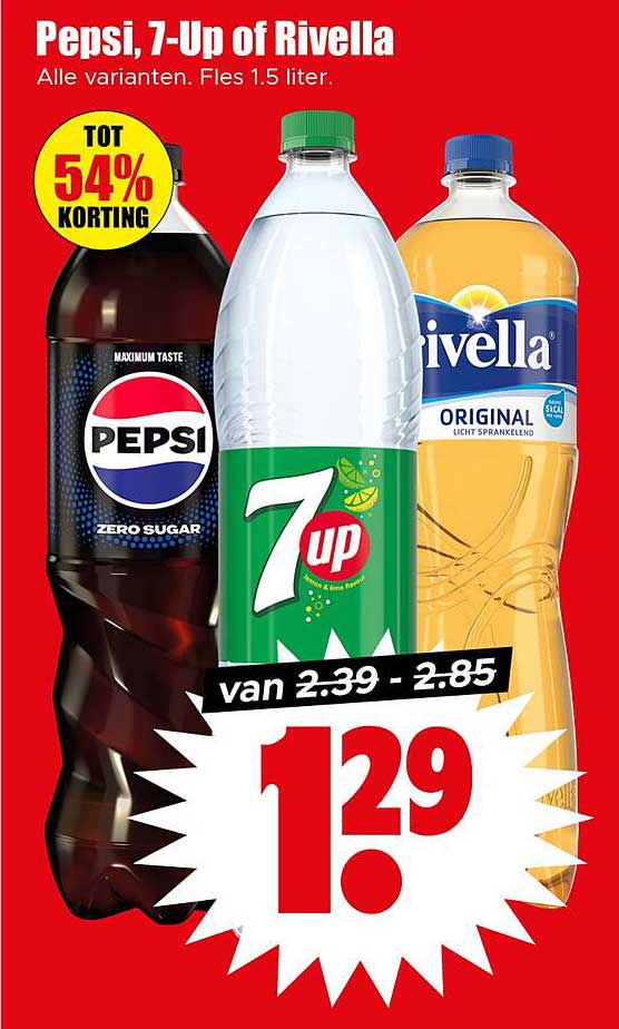 Pepsi, 7-Up of Rivella, Fles 1.5 liter