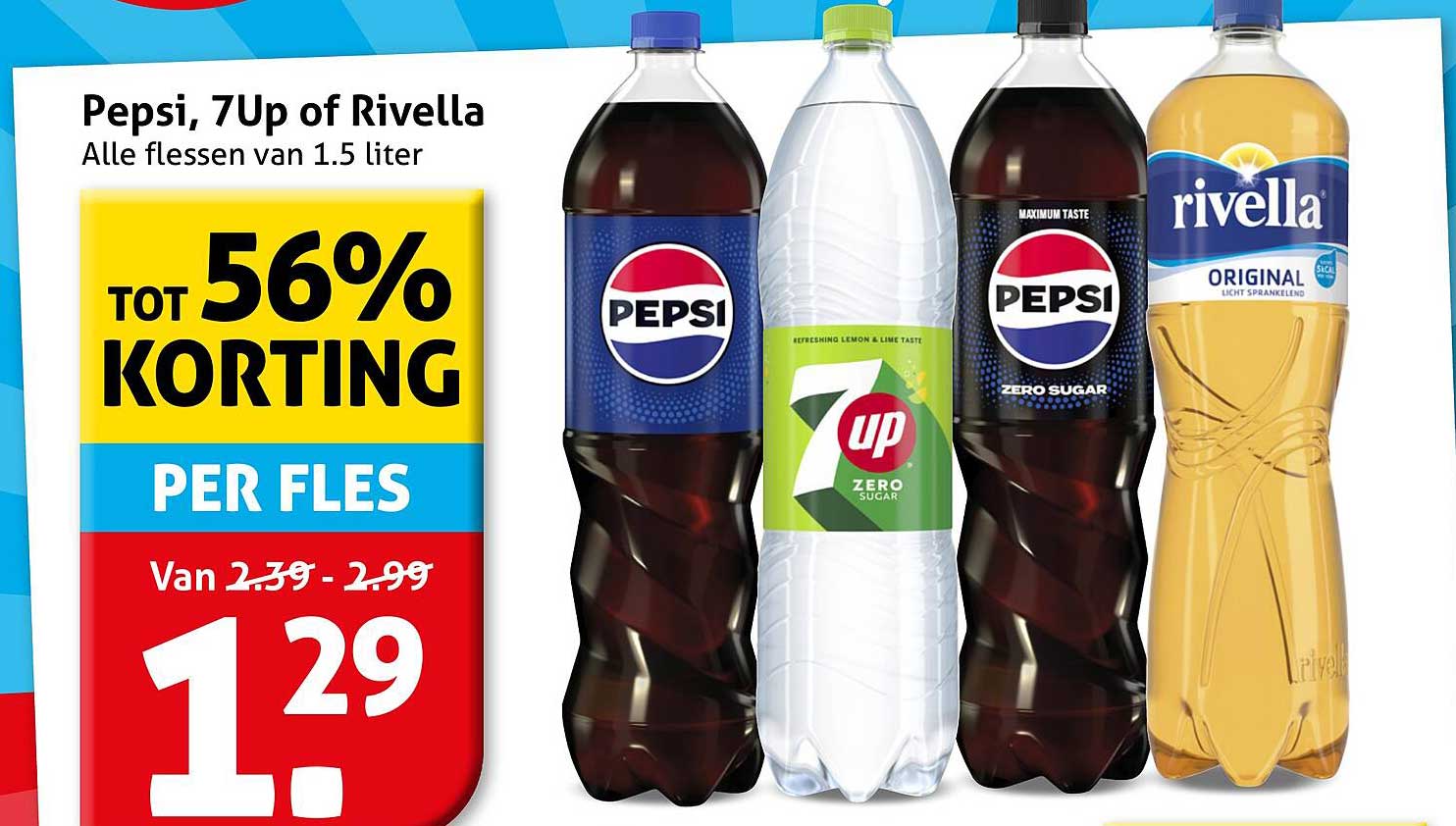 Pepsi, 7Up of Rivella - Alle flessen van 1.5 liter