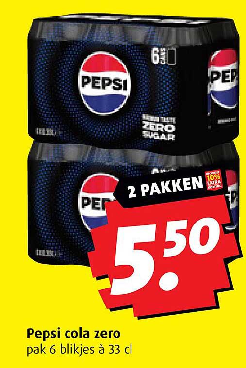 Pepsi cola zero pak 6 blikjes à 33 cl