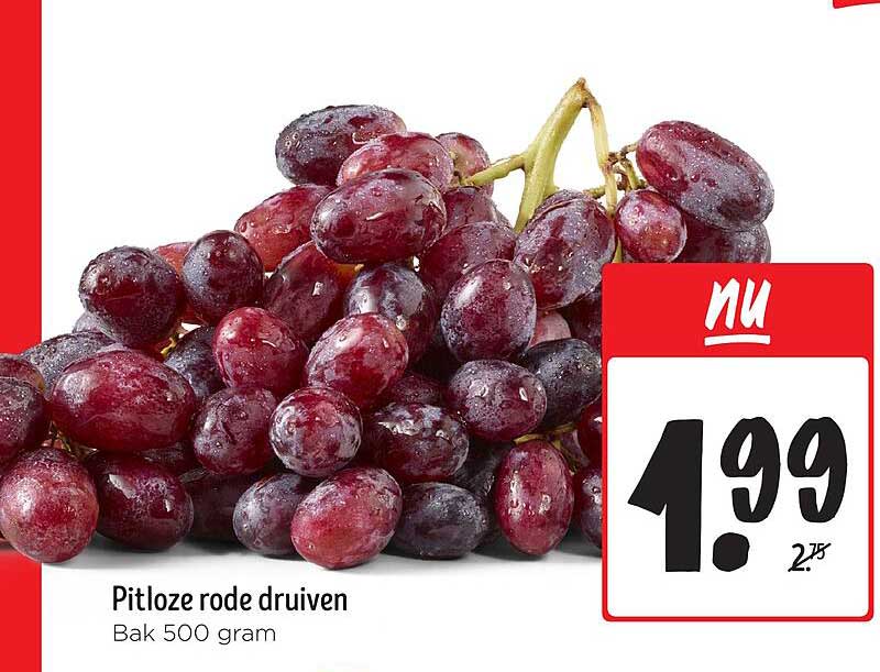 Pitloze rode druiven Bak 500 gram