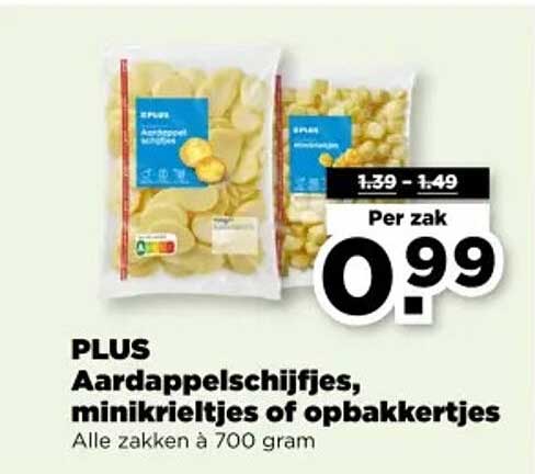 PLUS Aardappelschijfjes, minikrieltjes of opbakkerstjes