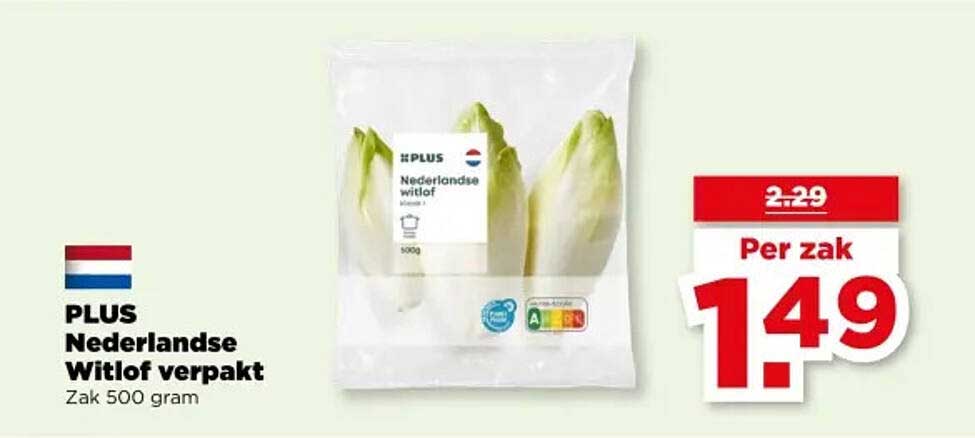 PLUS Nederlandse Witlof verpakt Zak 500 gram