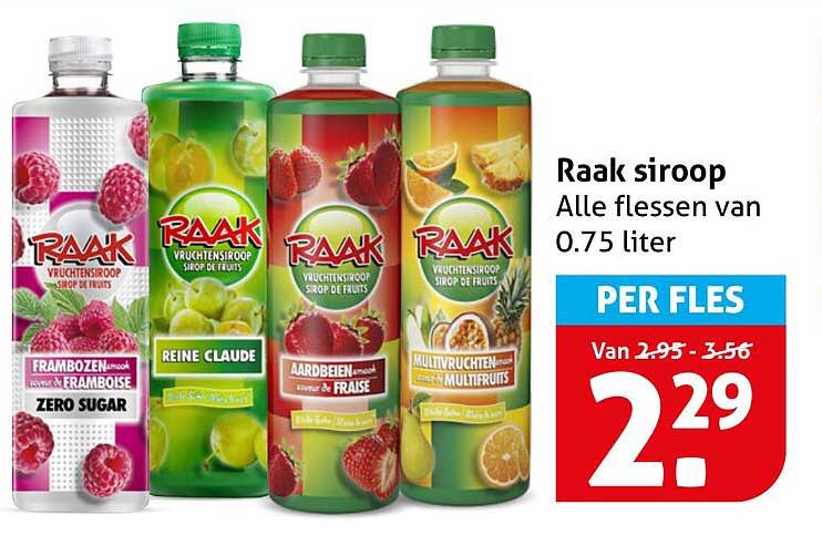 Raak siroop Alle flessen van 0.75 liter