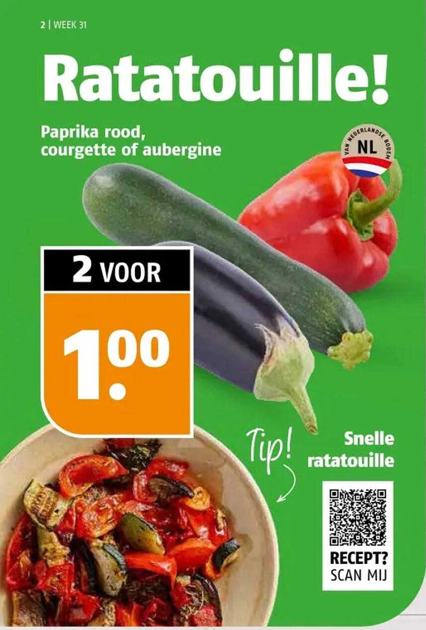 Ratatouille! Paprika rood, courgette of aubergine