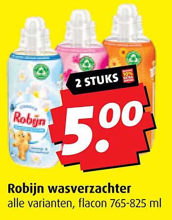 Robijn wasverzachter, alle varianten, flacon 765-825 ml