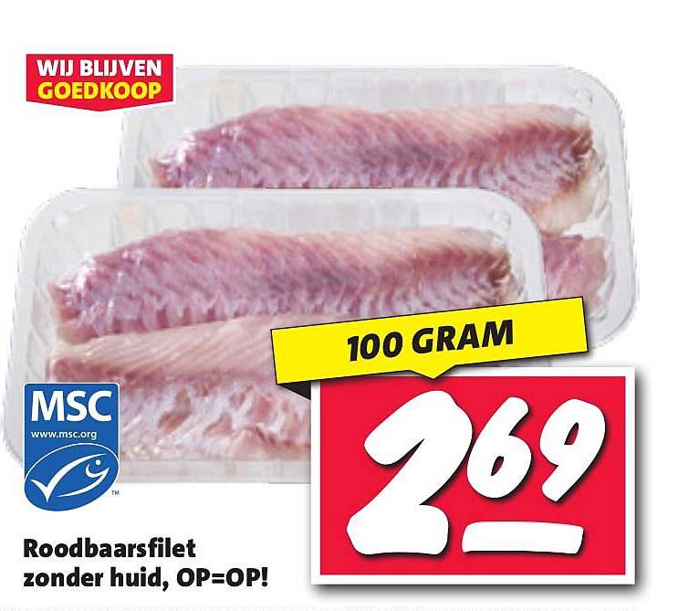 Roodbaarsfilet zonder huid, OP=OP!
