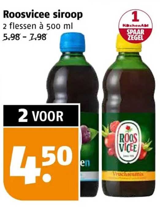 Roosvicee siroop 2 flessen à 500 ml