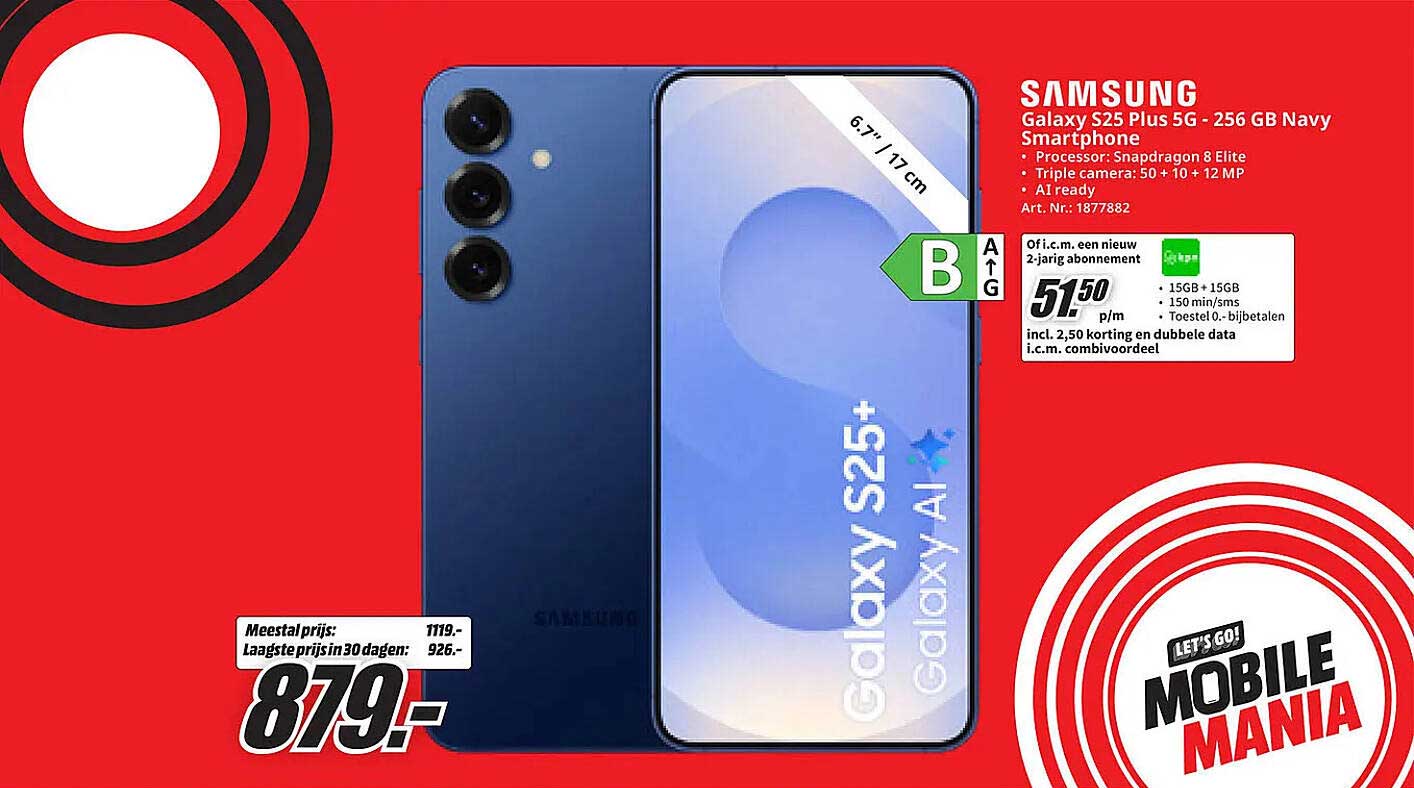Samsung Galaxy S25 Plus 5G - 256 GB Navy smartphone