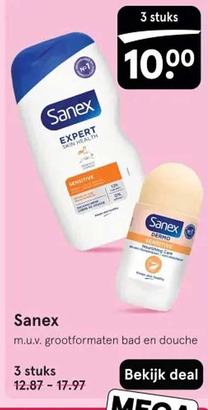 Sanex 3 stuks voor 10,00