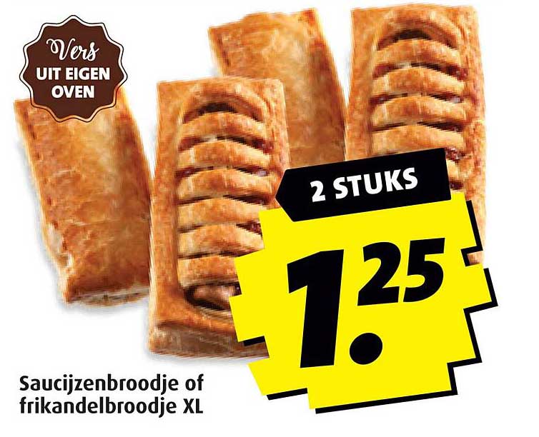 Saucijzenbroodje of frikandelbroodje XL