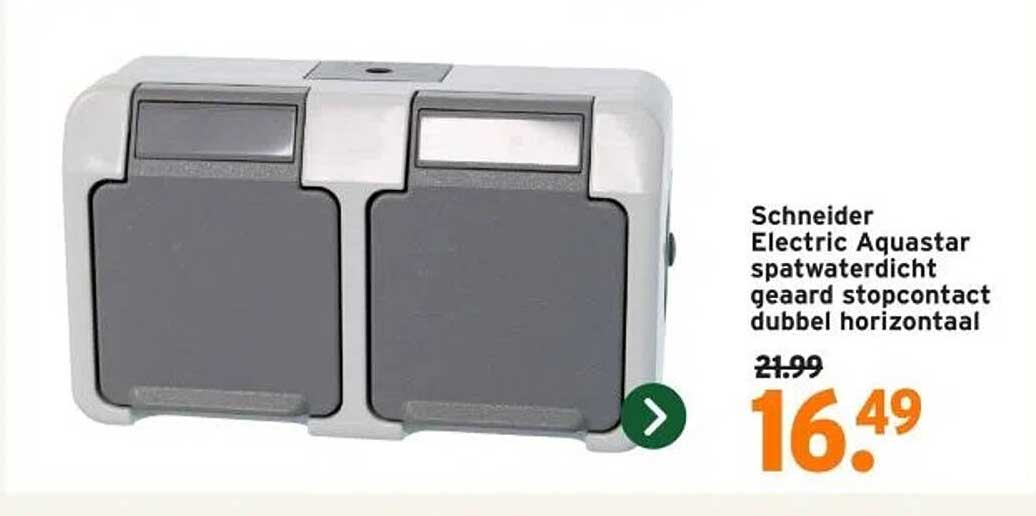 Schneider Electric Aquastar spatwaterdicht geaard stopcontact dubbel horizontaal