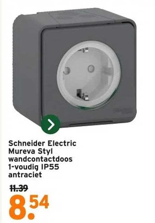 Schneider Electric Mureva Styl wandcontactdoos 1-voudig IP55 antraciet
