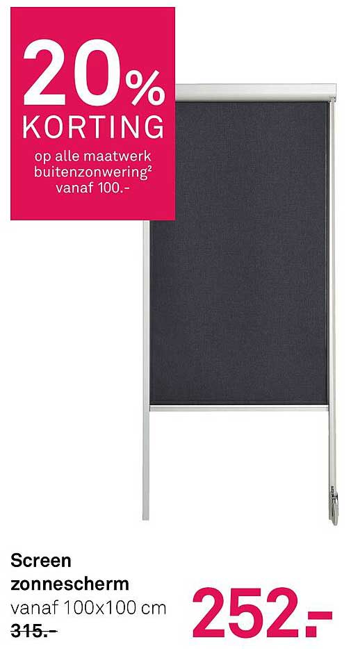 Screen zonnescherm vanaf 100x100 cm