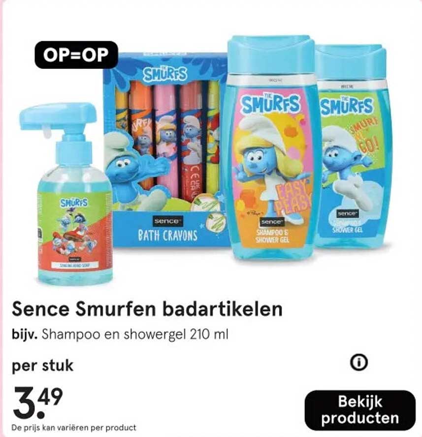 Sence Smurfen badartikelen bijv. Shampoo en showergel 210 ml