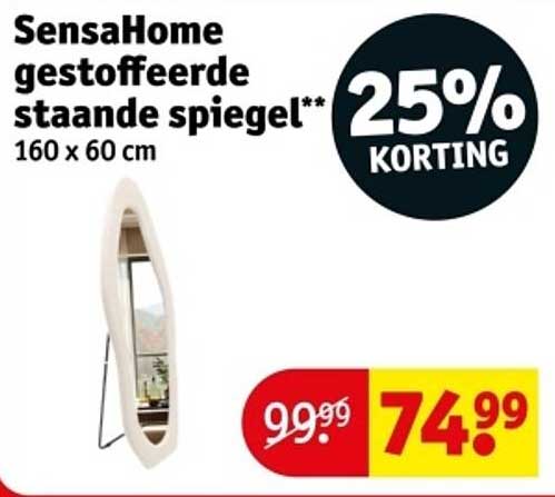 SensaHome gestoffeerde staande spiegel** 160 x 60 cm