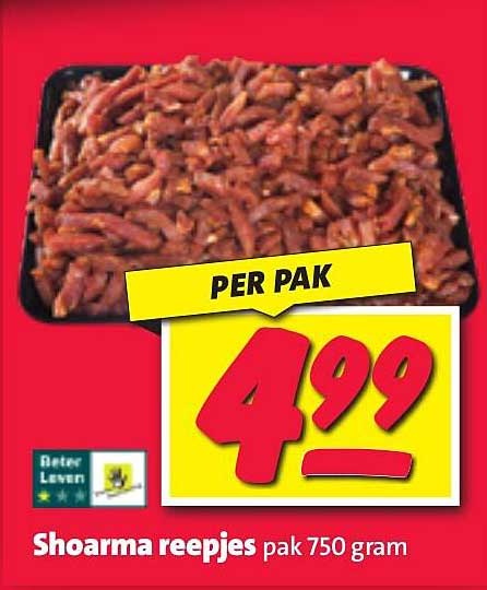 Shoarmareepjes pak 750 gram
