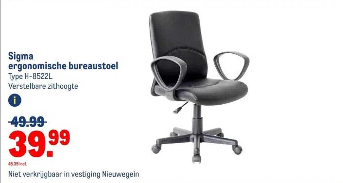 Sigma ergonomische bureaustoel Type H-8522L