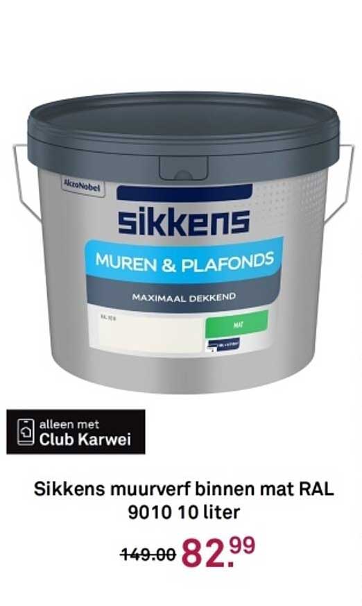 Sikkens muurverf binnen mat RAL 9010 10 liter
