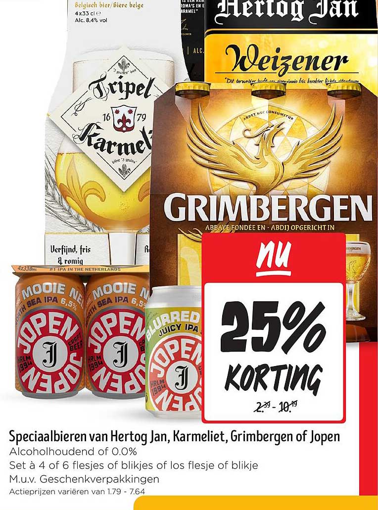 Speciaalbieren van Hertog Jan, Karmeliet, Grimbergen of Jopen