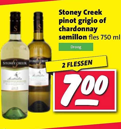 Stoney Creek pinot grigio of chardonnay semillon fles 750 ml