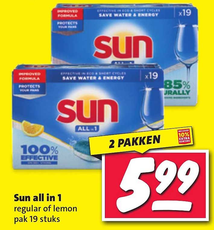 Sun all in 1 regular of lemon pak 19 stuks