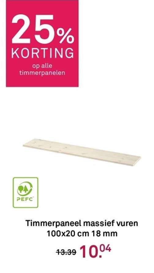 Timmerpaneel massief vuren 100x20 cm 18 mm