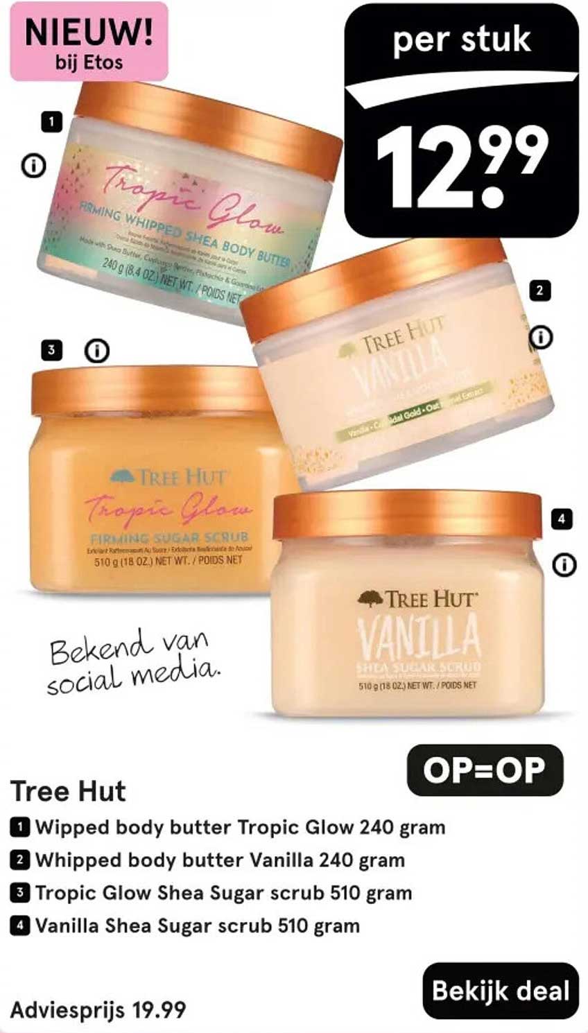 Tree Hut Tropic Glow en Vanilla Body Butters en Scrubs