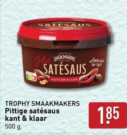 TROPHY SMAAKMAKERS Pittige satésaus kant & klaar 500 g