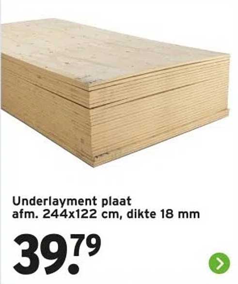 Underlayment plaat afm. 244x122 cm, dikte 18 mm