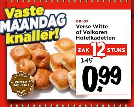 Verse Witte of Volkoren Hotelkadetten Zak 12 Stuks