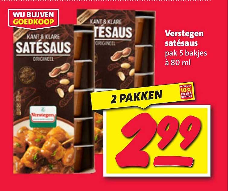 Verstegen satésaus pak 5 bakjes à 80 ml