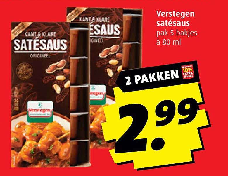 Verstegen satésaus pak 5 bakjes à 80 ml