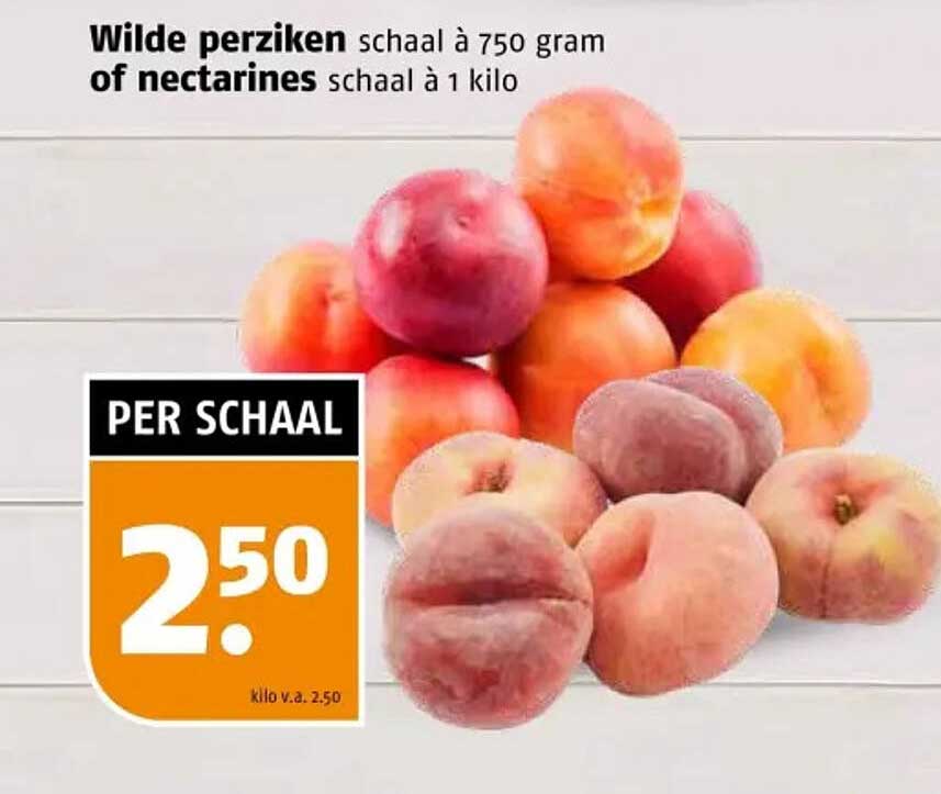 Wilde perziken schaal à 750 gram of nectarines schaal à 1 kilo