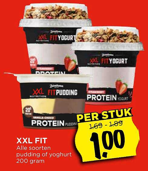 XXL FIT - Alle soorten pudding of yoghurt 200 gram