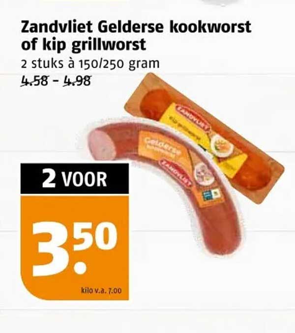 Zandvliet Gelderse kookworst of kip grillworst