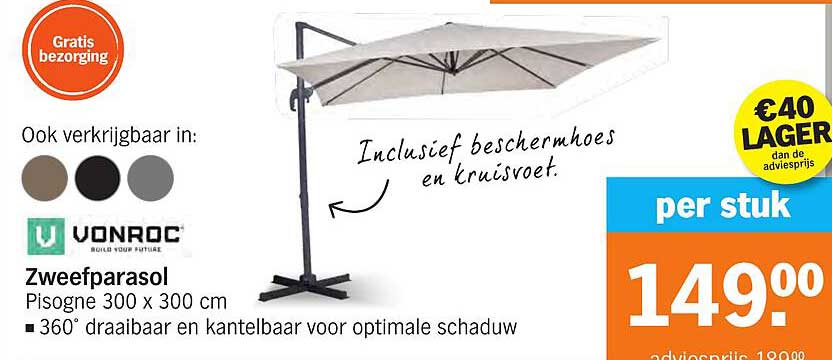 Zweefparasol Pisogne 300 x 300 cm