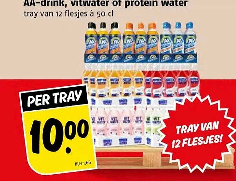 AA-drink, vitwater of protein water tray van 12 flesjes à 50 cl
