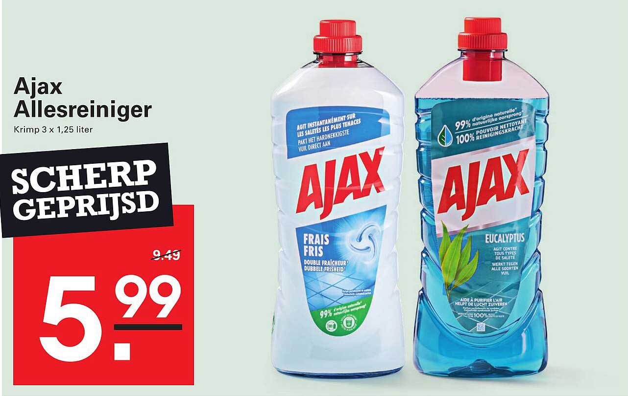 Ajax Allesreiniger Krimp 3 x 1,25 liter