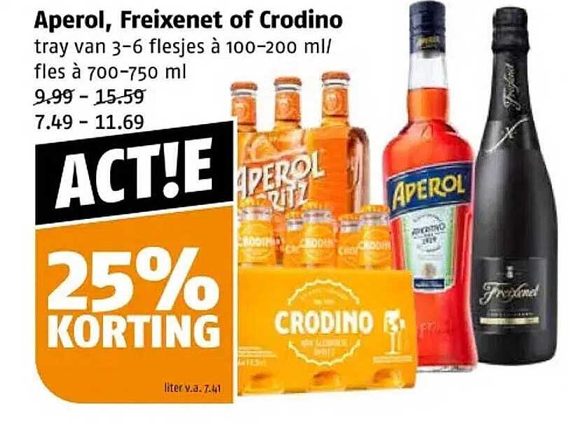 Aperol, Freixenet of Crodino tray van 3-6 flesjes à 100-200 ml/ fles à 700-750 ml