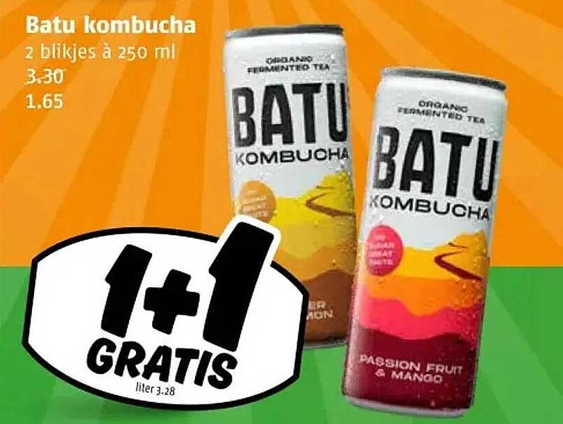 Batu kombucha 2 blikjes à 250 ml