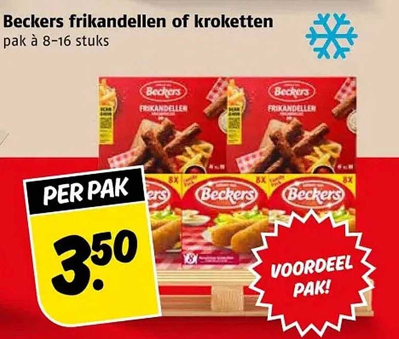Beckers frikandellen of kroketten pak à 8-16 stuks