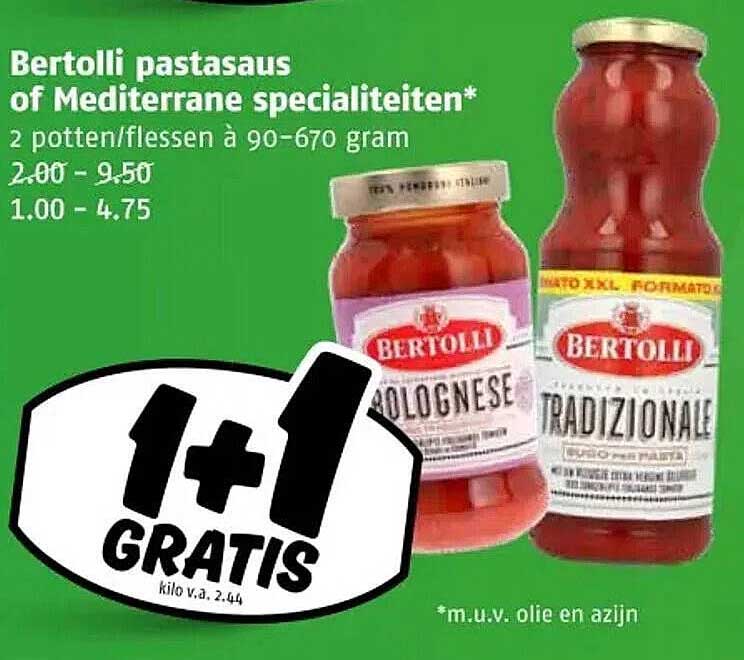 Bertolli pastasaus of Mediterrane specialiteiten*