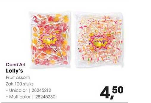 Cand'Art Lolly's Fruit assorti Zak 100 stuks